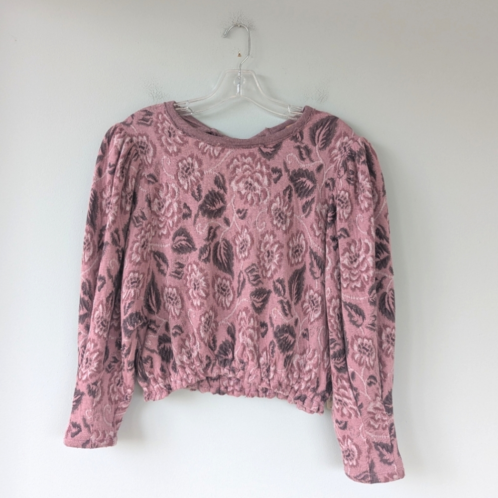 NWT Free People Jaquard Dusty Rose Floral Print Open Back Top - Picture 7 of 16